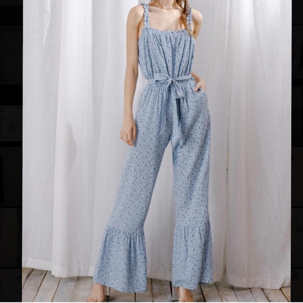 NWT - Storia Blue Floral Jumpsuit